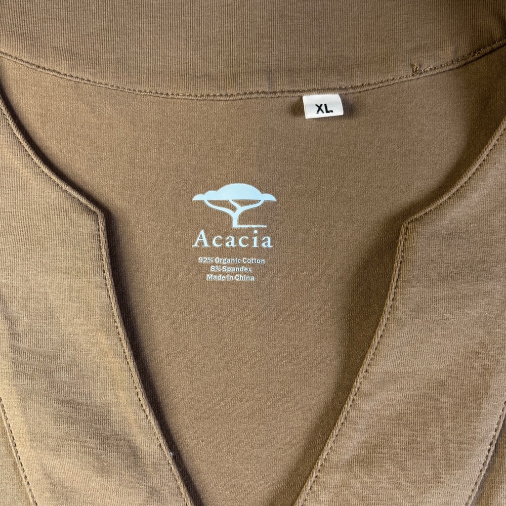 Acacia Willa P Women's Brown V Neck 3/4 Sleeve Dress‎ with Embroidered Trim XL - Picture 8 of 9